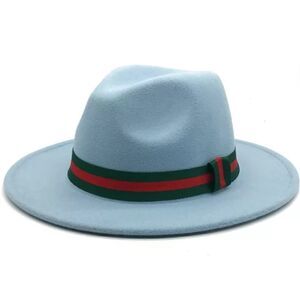 Sky Blue Fedora Hat with Elastic Belt